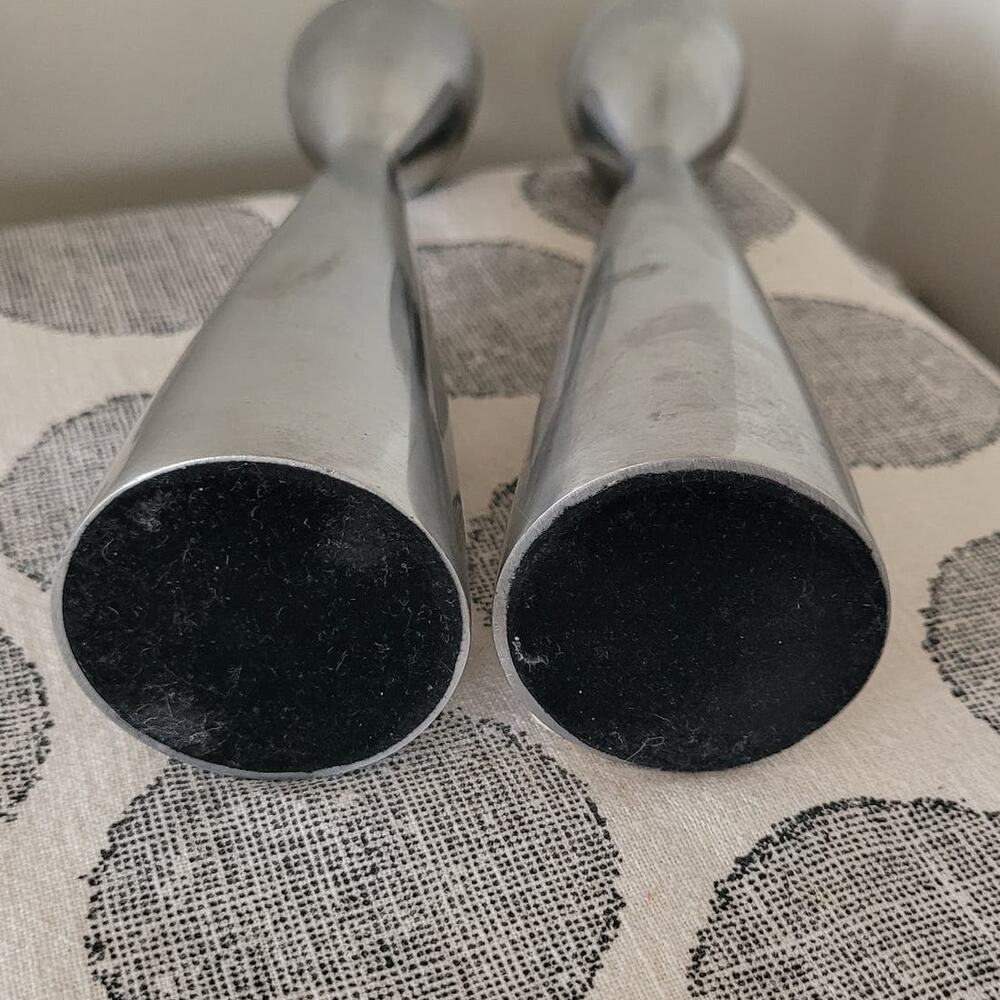 Set of 2 Pewter Silver Toned Candle Sticks Nambe? Danish Vintage - Picture 2 of 4